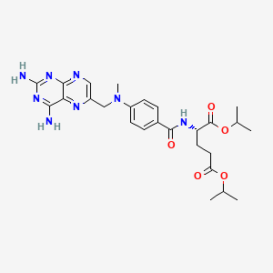 molecular formula C26H34N8O5 B15189462 L-Glutamic acid, N-(4-(((2,4-diamino-6-pteridinyl)methyl)methylamino)benzoyl)-, bis(1-methylethyl) ester CAS No. 50714-21-1