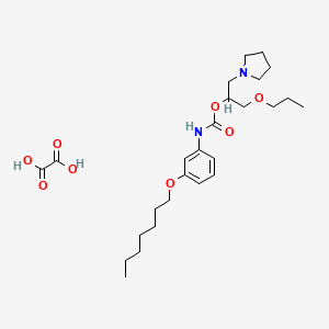 molecular formula C26H42N2O8 B15189540 oxalic acid;(1-propoxy-3-pyrrolidin-1-ylpropan-2-yl) N-(3-heptoxyphenyl)carbamate CAS No. 143503-34-8