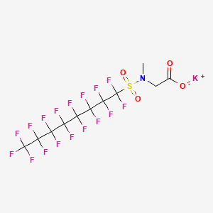 molecular formula C11H5F17KNO4S B15189592 Potassium N-((heptadecafluorooctyl)sulphonyl)-N-methylglycinate CAS No. 70281-93-5