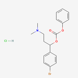 molecular formula C18H21BrClNO3 B15189669 Carbonic acid, (p-bromo-alpha-(2-(dimethylamino)ethyl)benzyl) phenyl ester, hydrochloride CAS No. 88384-29-6