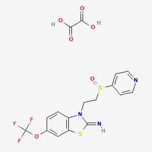 molecular formula C17H14F3N3O6S2 B15189688 oxalic acid;3-(2-pyridin-4-ylsulfinylethyl)-6-(trifluoromethoxy)-1,3-benzothiazol-2-imine CAS No. 130997-76-1