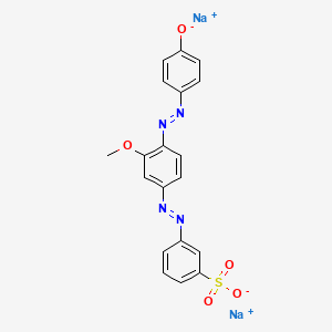 molecular formula C19H14N4Na2O5S B15189738 Benzenesulfonic acid, 3-((4-((4-hydroxyphenyl)azo)-3-methoxyphenyl)azo)-, disodium salt CAS No. 70900-44-6