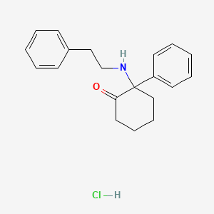 molecular formula C20H24ClNO B15189746 Cyclohexanone, 2-phenyl-2-((2-phenylethyl)amino)-, hydrochloride CAS No. 96783-22-1