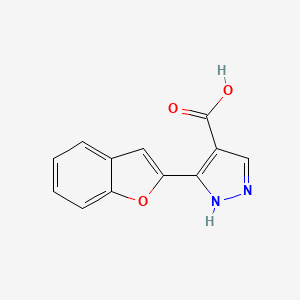molecular formula C12H8N2O3 B1518975 3-(1-benzofuran-2-yl)-1H-pyrazole-4-carboxylic acid CAS No. 1152543-40-2