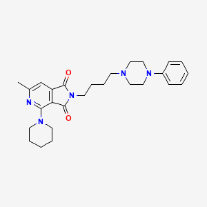 molecular formula C27H35N5O2 B15189765 1H-Pyrrolo(3,4-c)pyridine-1,3(2H)-dione, 6-methyl-2-(4-(4-phenyl-1-piperazinyl)butyl)-4-(1-piperidinyl)- CAS No. 160244-09-7