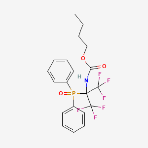 molecular formula C20H20F6NO3P B15189769 Carbamic acid, (1-(diphenylphosphinyl)-2,2,2-trifluoro-1-(trifluoromethyl)ethyl)-, butyl ester CAS No. 145430-07-5