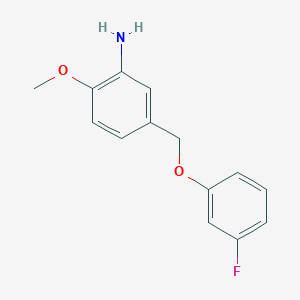 molecular formula C14H14FNO2 B1518979 5-(3-Fluorophenoxymethyl)-2-methoxyaniline CAS No. 1041538-54-8