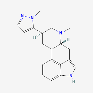 molecular formula C19H22N4 B15189826 6-Methyl-8-beta-(1-methyl-pyrazol-5-yl)ergoline CAS No. 116979-28-3
