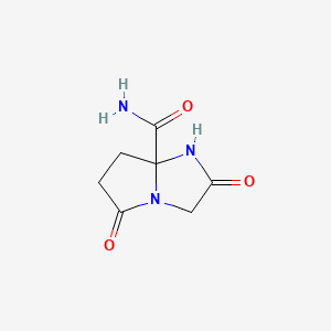 molecular formula C7H9N3O3 B15189827 Tetrahydro-2,5-dioxo-1H-pyrrolo(1,2-a)imidazole-7a(5H)-carboxamide CAS No. 126101-09-5