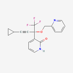 molecular formula C18H15F3N2O2 B15189858 2(1H)-Pyridinone, 3-(3-cyclopropyl-1-(2-pyridinylmethoxy)-1-(trifluoromethyl)-2-propynyl)- CAS No. 335665-54-8