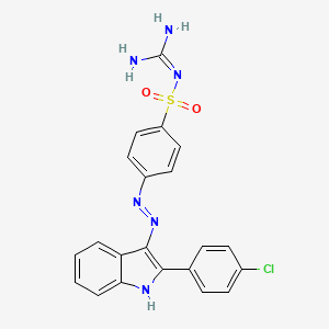 molecular formula C21H17ClN6O2S B15189869 Benzenesulfonamide, N-(aminoiminomethyl)-4-((2-(4-chlorophenyl)-1H-indol-3-yl)azo)- CAS No. 88151-96-6