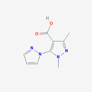 molecular formula C9H10N4O2 B1518991 1,3-二甲基-5-(1H-吡唑-1-基)-1H-吡唑-4-羧酸 CAS No. 1152565-59-7