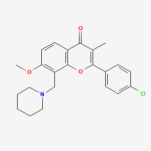 molecular formula C23H24ClNO3 B15189945 Flavone, 4'-chloro-7-methoxy-3-methyl-8-(piperidinomethyl)- CAS No. 86073-63-4