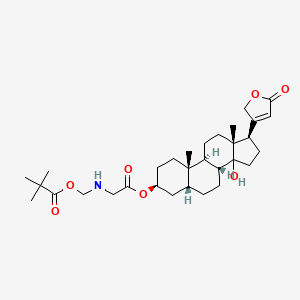 molecular formula C31H47NO7 B15189946 Card-20(22)-enolide, 3-((2,2-dimethyl-1-oxopropoxy)methylaminoacetoxy)-14-hydroxy- CAS No. 81072-24-4