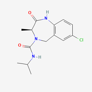 molecular formula C14H18ClN3O2 B15189963 (S)-7-Chloro-3-methyl-2-oxo-1,2,3,5-tetrahydro-1,4-benzodiazepine-4-carboxylic acid isopropylamide CAS No. 258849-95-5