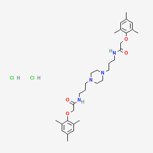 molecular formula C32H50Cl2N4O4 B15190003 2-(2,4,6-trimethylphenoxy)-N-[3-[4-[3-[[2-(2,4,6-trimethylphenoxy)acetyl]amino]propyl]piperazin-1-yl]propyl]acetamide;dihydrochloride CAS No. 86758-80-7
