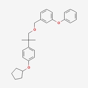 molecular formula C28H32O3 B15190018 Benzene, 1-((2-(4-(cyclopentyloxy)phenyl)-2-methylpropoxy)methyl)-3-phenoxy- CAS No. 80844-13-9