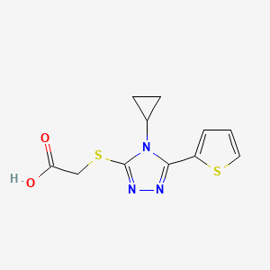 molecular formula C11H11N3O2S2 B1519002 2-{[4-cyclopropyl-5-(thiophen-2-yl)-4H-1,2,4-triazol-3-yl]sulfanyl}acetic acid CAS No. 1039819-10-7
