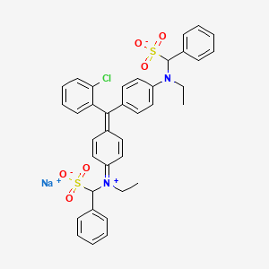 molecular formula C37H34ClN2NaO6S2 B15190120 Hydrogen (4-((2-chlorophenyl)(4-(ethyl(sulphonatobenzyl)amino)phenyl)methylene)cyclohexa-2,5-dien-1-ylidene)(ethyl)(sulphonatobenzyl)ammonium, sodium salt CAS No. 93893-07-3