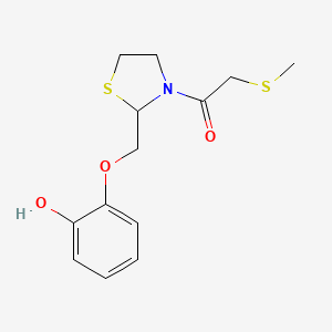 molecular formula C13H17NO3S2 B15190124 2-((2-Hydroxyphenoxy)methyl)-3-((methylthio)acetyl)thiazolidine CAS No. 161364-48-3