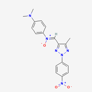 molecular formula C18H18N6O3 B15190134 N-(p-(Dimethylamino)phenyl)-alpha-(5-methyl-2-(p-nitrophenyl)-2H-1,2,3-triazol-4-yl)nitrone CAS No. 13322-14-0