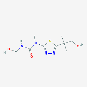 molecular formula C9H16N4O3S B15190186 N-(5-(2-Hydroxy-1,1-dimethylethyl)-1,3,4-thiadiazol-2-yl)-N'-hydroxymethyl-N-methylurea CAS No. 139888-73-6