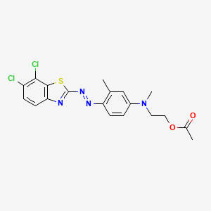 molecular formula C19H18Cl2N4O2S B15190209 Ethanol, 2-((4-(2-(6,7-dichloro-2-benzothiazolyl)diazenyl)-3-methylphenyl)methylamino)-, 1-acetate CAS No. 124621-01-8