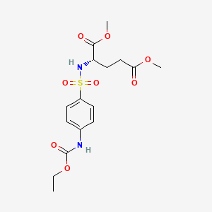 molecular formula C16H22N2O8S B15190238 L-Glutamic acid, N-((4-((ethoxycarbonyl)amino)phenyl)sulfonyl)-, dimethyl ester CAS No. 81865-26-1