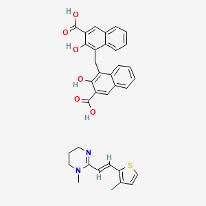 molecular formula C35H32N2O6S B15190265 Morantel pamoate CAS No. 20574-52-1