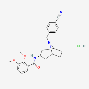 molecular formula C24H28ClN3O3 B15190281 Benzamide, N-(8-((4-cyanophenyl)methyl)-8-azabicyclo(3.2.1)oct-3-yl)-2,3-dimethoxy-, monohydrochloride, exo- CAS No. 83131-04-8