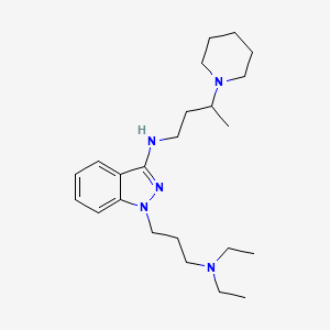 molecular formula C23H39N5 B15190303 1-(3-Diethylaminopropyl)-3-(3-piperidinobutylamino)indazole CAS No. 88837-00-7