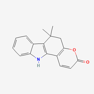 molecular formula C17H15NO2 B15190322 Pyrano(3,2-a)carbazol-3(5H)-one, 6,11-dihydro-6,6-dimethyl- CAS No. 127040-34-0