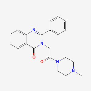 molecular formula C21H22N4O2 B15190366 Piperazine, 1-methyl-4-((4-oxo-2-phenyl-3(4H)-quinazolinyl)acetyl)- CAS No. 70540-65-7