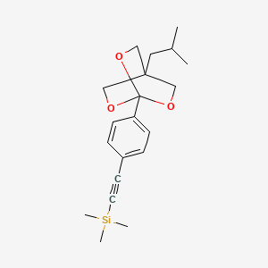 molecular formula C20H28O3Si B15190393 Silane, ((4-(4-(2-methylpropyl)-2,6,7-trioxabicyclo(2.2.2)oct-1-yl)phenyl)ethynyl)trimethyl- CAS No. 108614-11-5