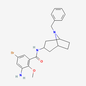 molecular formula C22H26BrN3O2 B15190546 exo-3-Amino-5-bromo-2-methoxy-N-(8-(phenylmethyl)-8-azabicyclo(3.2.1)oct-3-yl)benzamide CAS No. 83130-39-6