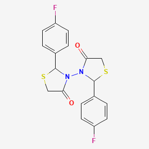 molecular formula C18H14F2N2O2S2 B15190601 dl-2,2'-Bis(p-fluorophenyl)(3,3'-bithiazolidine)-4,4'-dione CAS No. 95035-82-8