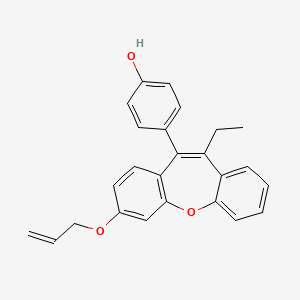 molecular formula C25H22O3 B15190617 Phenol, p-(7-(allyloxy)-11-ethyldibenz(b,f)oxepin-10-yl)- CAS No. 85850-85-7