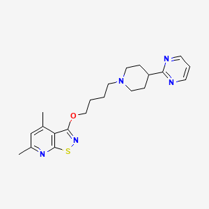 molecular formula C21H27N5OS B15190625 Isothiazolo(5,4-b)pyridine, 4,6-dimethyl-3-(4-(4-(2-pyrimidinyl)-1-piperidinyl)butoxy)- CAS No. 173284-35-0