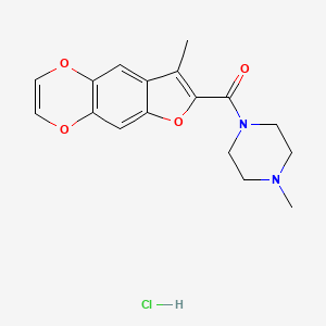 molecular formula C17H19ClN2O4 B15190648 Piperazine, 4-methyl-1-((8-methylfuro(2,3-g)-1,4-benzodioxin-7-yl)carbonyl)-, hydrochloride CAS No. 102517-09-9