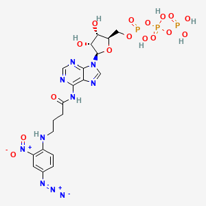 molecular formula C20H25N10O16P3 B15190652 N-4-Azido-2-nitrophenyl-gamma-aminobutyryl-ATP CAS No. 71096-59-8
