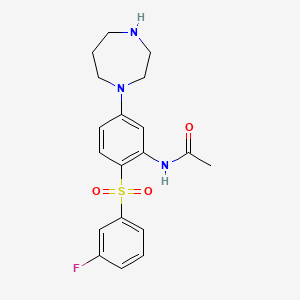 molecular formula C19H22FN3O3S B15190655 N-(2-((3-Fluorophenyl)sulfonyl)-5-(hexahydro-1H-1,4-diazepin-1-yl)phenyl)acetamide CAS No. 381666-86-0