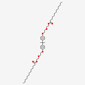 molecular formula C49H80O8 B15190673 Tridecanoic acid, (1-methylethylidene)bis(4,1-phenyleneoxy-2,1-ethanediyloxy-2,1-ethanediyl) ester CAS No. 105589-05-7