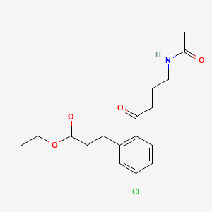 molecular formula C17H22ClNO4 B15190680 Benzenepropanoic acid, 2-(4-(acetylamino)-1-oxobutyl)-5-chloro-, ethyl ester CAS No. 122199-02-4