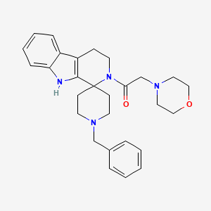 molecular formula C28H34N4O2 B15190705 Spiro(piperidine-4,1'-(1H)pyrido(3,4-b)indole), 2',3',4',9'-tetrahydro-2'-(4-morpholinylacetyl)-1-(phenylmethyl)-, dihydrate CAS No. 130908-35-9