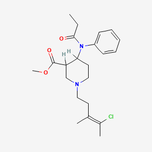 molecular formula C22H31ClN2O3 B15190732 Methyl 1-(4-chloro-3-methyl-3-pentenyl)-4-((1-oxopropyl)phenylamino)-3-piperidinecarboxylate CAS No. 156724-54-8