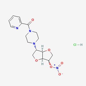 molecular formula C16H21ClN4O6 B15190747 [(3S,3aR,6S,6aS)-3-[4-(pyridine-2-carbonyl)piperazin-1-yl]-2,3,3a,5,6,6a-hexahydrofuro[3,2-b]furan-6-yl] nitrate;hydrochloride CAS No. 134186-05-3