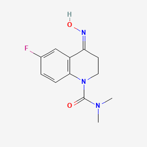 molecular formula C12H14FN3O2 B15190804 6-Fluoro-4-oximino-1-dimethylcarbamoyl-1,2,3,4-tetrahydroquinoline CAS No. 81892-51-5