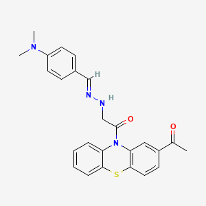 molecular formula C25H24N4O2S B15190813 2-Acetyl-10-((((4-(dimethylamino)phenyl)methylene)hydrazino)acetyl)-10H-phenothiazine CAS No. 89258-05-9