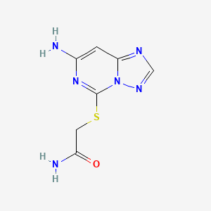 molecular formula C7H8N6OS B15190906 Acetamide, 2-((7-amino(1,2,4)triazolo(1,5-c)pyrimidin-5-yl)thio)- CAS No. 143212-81-1