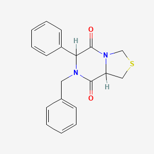 molecular formula C19H18N2O2S B15190967 Tetrahydro-6-phenyl-7-(phenylmethyl)-3H-thiazolo(3,4-a)pyrazine-5,8-dione CAS No. 155346-68-2